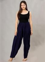 Rayon Navy Blue Festival Wear Pleated Patiala Pants